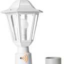 FUDESY Dusk to Dawn Outdoor Post Light, White Modern Exterior Post Lantern with Pier Mount Base, Plastic Waterproof Lamp Light Fixture for Garden Yard Patio Pathway, LED Bulb Included