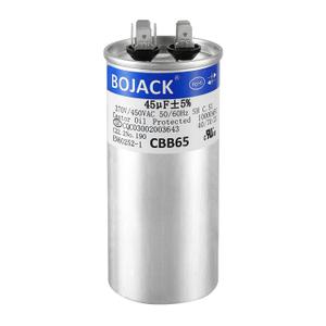 BOJACK 45 uF MFD 370/450 V CBB65 Round Run Start Capacitor for AC Motor Run or Fan Start and Cool or Heat Pump Air Conditioner