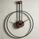 Modern Minimalist Black Metal Ring Wooden Silent Wall Clock Decor, 21.6 * 28.7in