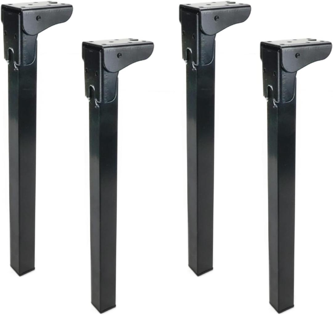 Geesatis Furniture Legs, Folding Metal Table Legs, Adjustable Replacement Desk Legs for Sofa Office Table Loveseat Dresser, with Mounting Screws, 4 Pack Black 14 inch