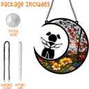 Angel Dog Memery SunCatcher with Rainbow Layed Film for Windows Hanging, Pet Loss Sympathy Moon Floral Sun Catchers, Beautiful Pass Away Keepsake for Pet Lovers