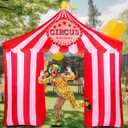 Preboun 10ft Circus Party Decorations Circus Inflatables Tent Blow up Archway Built in LED Lights for Carnival Birthday Mardi Gras Party Holiday Yard Garden Outdoor Decor