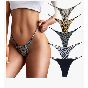 chahoo Sexy G String Thong for Women Low Rise Underwear Cotton Thongs Ladies T Back Bikini Panties Set Gift for Women 5 Pack XS/S