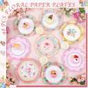 NatNarr 48 Pcs Floral Tea Party Paper Plates, 9 inch Disposable Vintage Paper Plates Garden Party Decoration for Birthday Baby Shower Bridal Wedding