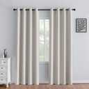 IGEMAEVE Greyish White Curtains 84 Inch Length 2 Panels Set, Light Filtering Curtains for Living Room 84 Inch Long, Grommet Energy Saving Semi Sheer Drapes for Bedroom Window(W52 x L84)