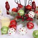 RoseCraft 30PCS Christmas Ornaments Set, 60MM/2.36" Red Green White Christmas Balls, Shatterproof Plastic Xmas Decorations for Christmas Tree Hanging Holiday Party Decor.