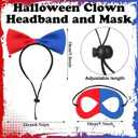 4 Pcs Halloween Clown Dog Costume Set Red Blue Clown Pet Outfit for Small Large Dog Pet Costume Accessories with Headband, Eye Mask, Bandana, Skirt for Puppy Cats Halloween Cosplay Party Favor