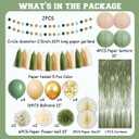 Sage Green Party Decorations Birthday Party Decorations Bridal Shower Balloons Paper Pompoms Fringe Curtain for Birthday Baby Shower Bridal Shower Supplies