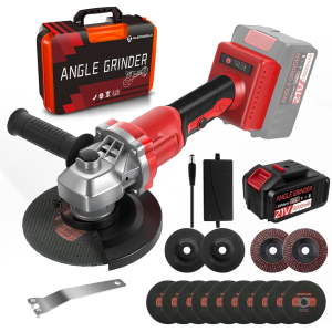 ALIENWORLD Cordless Angle Grinder with Brushless Motor,Adjustable 3-speed mode