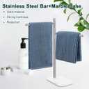 Hand Towel Holder, F-Shape Hand Towel Stand with Marble Base, Stainless Steel Swivel Hand Towel Rack Standing Towel Bar for Bathroom Kitchen Countertop, 2 Arms (Brushed Nickel)