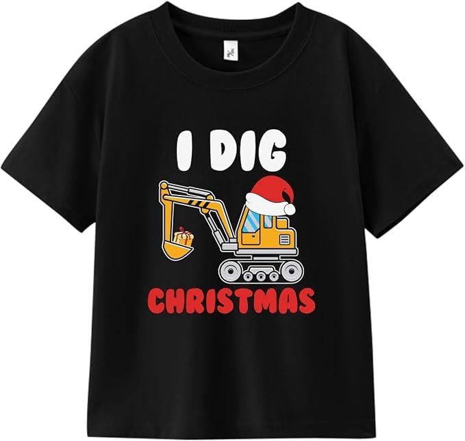 Christmas Shirts for Toddler Boys Girls Kids 2-8 Years, Santa Reindeer Snowman Dinos Truck Short Sleeve Tee 2-3T