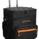 Rolling Cooler with Wheels 5+ Can and Handle, Double Deck & Enhanced Stability Wheeled Cooler,Leakproof Soft Sided Ice Cooler,Insulated Travel CoolerBag for Camping,Grocery,Beach,Outdoor