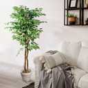 VECELO Artificial Ficus Tree with Sturdy Nursery Pot, 5FT Faux Silk Plant for Indoor Outdoor Home Garden Decor, 1 Pack