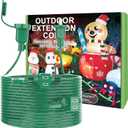 25FT Long Green Extension Cord 3 Outlets for Christmas Inflatables Blow Ups Yard Outdoor Outside Decorations Extension Cords with Multiple Outlets Plugs Cover Splitter Waterproof for Christmas Lights