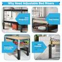 IRONWALLS 4-Pack Metal Bed Riser for Dorm Room, 3.15 Diameter Square Bed Frame Risers Adjustable Furniture Risers Lift to 11, 8, 5, 3 Height, College Dorm Bed Lifting Kit Hold Up to 9000LBS