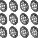 uxcell 12Pcs Air Vents Circular Flat Soffit Vent 50mm/2" Stainless Steel Round Vent Mesh Hole Louver for Bathroom Home, Office, Kitchen, Cabinet, Wardrobe, Black