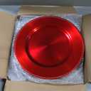 Red Christmas Charger Plates Set of 12, 13 Inch Round with Red Beaded Edges, Premium Polypropylene Holiday Table Chargers
