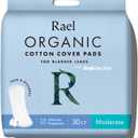 Rael Incontinence Pads for Women, Organic Cotton Cover - Postpartum Essential, Heavy Absorbency, Bladder Leak Control, 4 Layer Core with Leak Guard Technology, Long Length (Moderate, 30 Count)