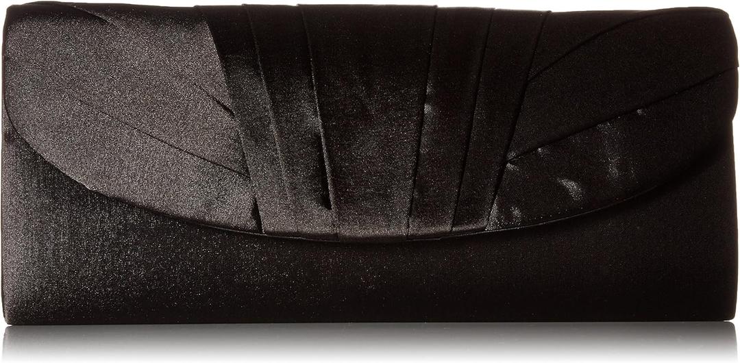 Jessica McClintock Angel Satin Tuxedo Flap Evening Clutch (One Size, Black)