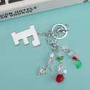 2 x Initial Letter Keychains for Women Cute Star Heart Strawberry Car Keychain for Wallet Backpack Bag