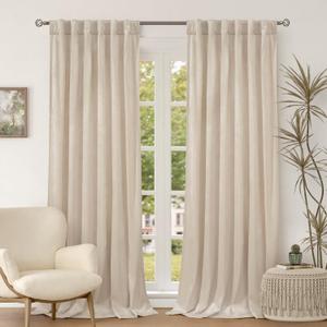 BGment Luxury Velvet Curtains 80 Inches Long for Bedroom, Thick Noise Reduce Thermal Insulated Room Darkening Back Tab and Rod Pocket Window Drapes for Living Room, 2 Panels, 52 x 80 Inch, Cream Beige