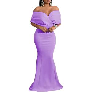 sexycherry Light Purple Cocktail Dresses for Women Sexy Bodycon Off Shoulder Long Cocktail Prom Dress with Zipper for Evening Party(Large) (Purple, M)