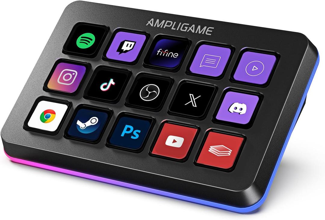 FIFINE AmpliGame Stream Controller with 15 Macro Keys, Streaming Keyboard with Trigger Actions in OBS/Twitch/YouTube/Streamlabs, Shortcut Buttons Keypad Works with Mac and PC-D6 (Black)