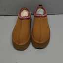 Women's Platform Fuzzy Cozy Slippers Genuine Suede Water Resistant Winter Platform Mini Boots with Memory Foam and Faux Fur Lining Comfy Fuzzy Clogs (7.5, Brown)