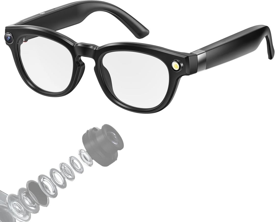 AI Smart Glasses with 4K Camera – Standalone Bluetooth Video Glasses with Audio, Real-Time Translation, Auto-Tint Lenses, 32GB Storage – No WiFi Needed for Travel, Outdoor & Daily Wear