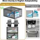 7 code Large Clear Shoe Boxes OrganizerThicker Material Stronger Shoe Box with Magnetic Door, Stackable Shoe Storage Box for Closet, Foldable Space-Saving Storage Bins Shoe Cabinet, Black 9-Pack