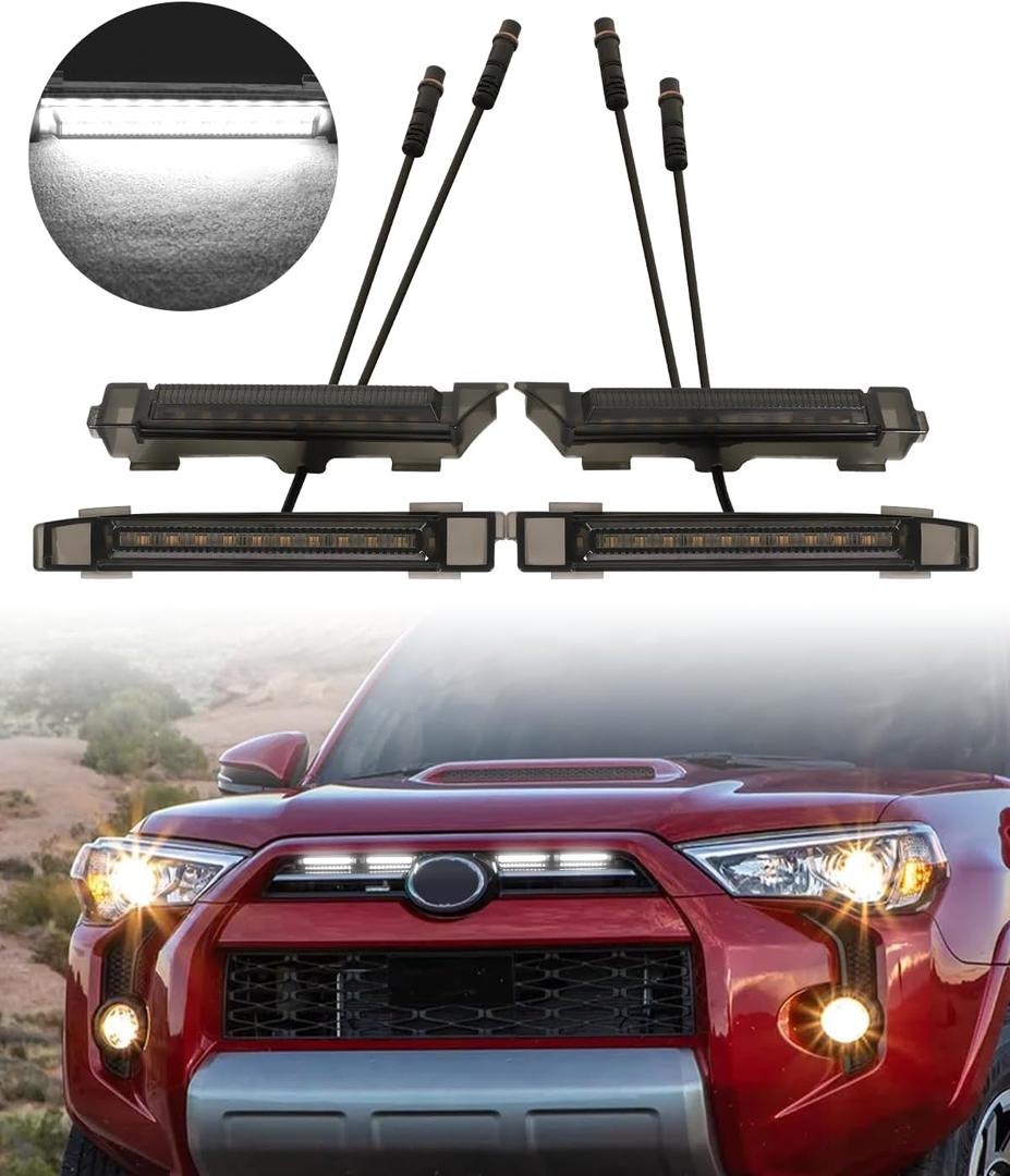 LED Grill Lights for 2020 2021 2022 2023 2024 Toyota 4Runner Grille Raptor Lights Fits SR5 TRD Off-Road Sport Limited,White 4pcs