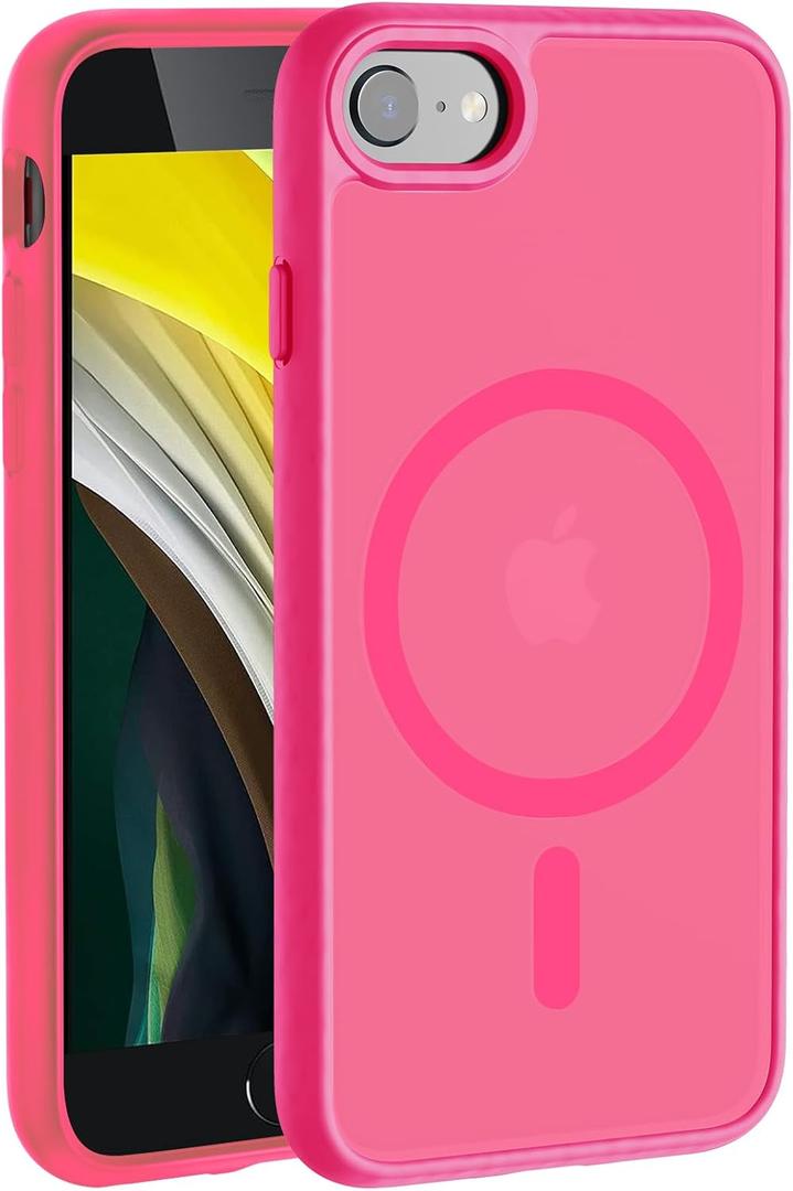 Hualele Magnetic for iPhone SE Case 2022/3rd/2020/2nd gen,iPhone 8/7 Case,Compatible with MagSafe, Military Grade Dropproof Translucent Hard Back Soft Edge Protective Phone Case Clear