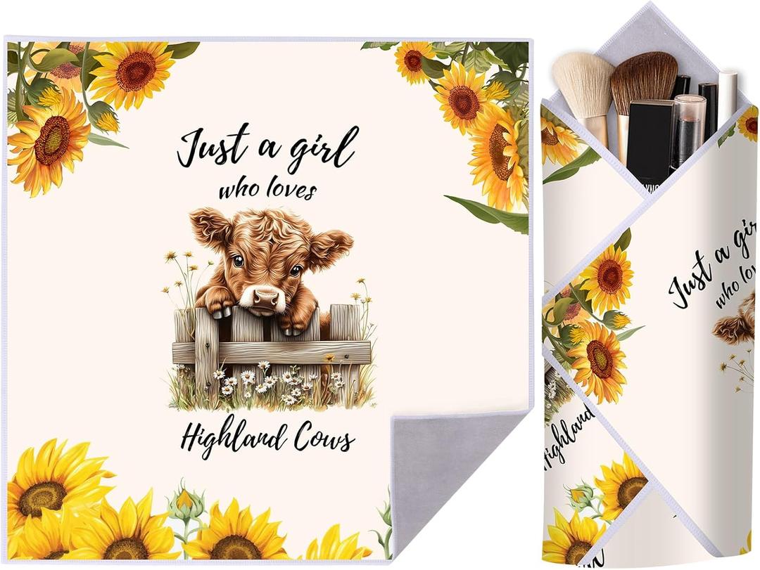 Highland Cow Gifts for Women, Highland Cow Themed Decor Stuff Makeup Bags, Cute Birthday Gifts for Cows Lovers