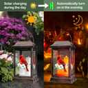 Solar Lanterns Outdoor Hanging Lanterns, Metal with Glass Cardinal Solar Lights, Waterproof Decorative Lantern Garden Decor for Outside Table Patio Yard, Memorial Gifts Grave Decorations for Cemetery
