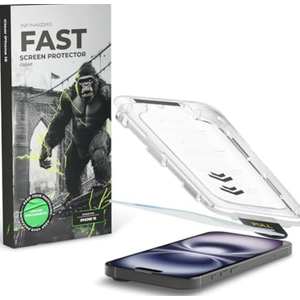 Pack of 4,  InfinaCore Fast Screen Protector for iPhone 16 w/Installation Tray - HD Clear, Scratch-Resistant, Full-Coverage, Military Grade - Shatterproof iPhone 16 Screen Protector - Tempered Glass - 2 Pack