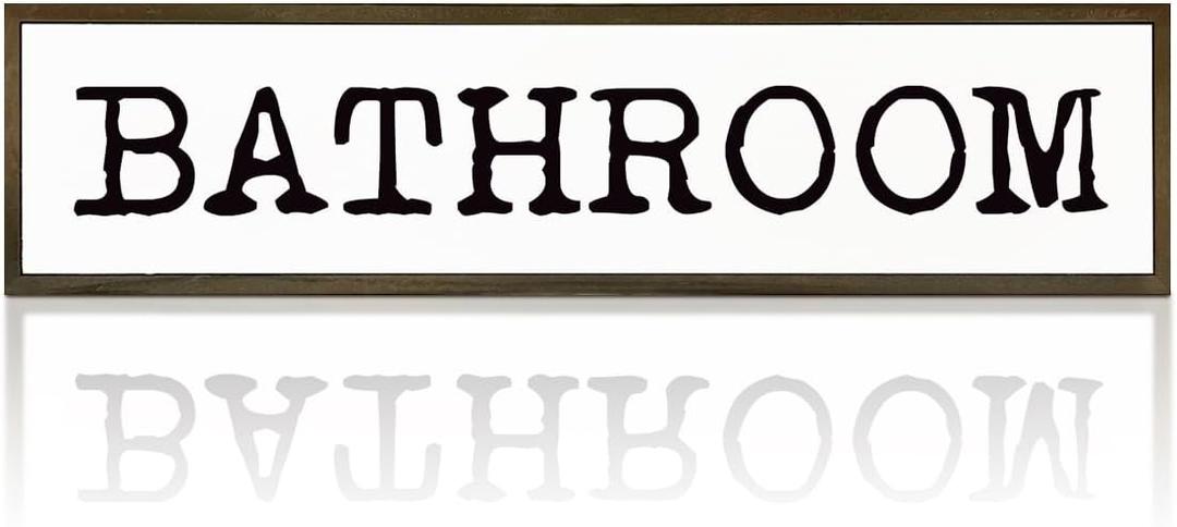 Bathroom Signs Decor, Rustic Hanging Signs and Plaques, Decorative Wall Art, Farmhouse Home Decor, Bathroom Decoration for Table Shelf, Framed Wooden Box Sign 17.8x4x1.2 inches