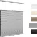 Custom Color-Matched 1.5" Top Down Bottom Up Cellular Shades for Indoor Windows & Doors, Cordless Privacy Top Down Bottom Up Cellular Shade, Insulated Honeycomb Blinds, Noise Reduced Honeycomb Blinds (04- Grey (Blackout))