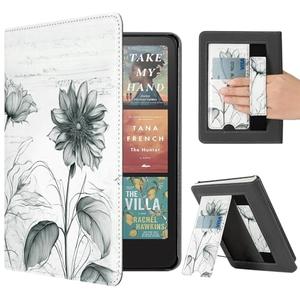 CoBak Case with Stand for Kindle Paperwhite 12th Gen 2024 Released (7") & Kindle Colorsoft Signature Edition - Durable PU Leather Cover with Auto Sleep Wake, Card Slot, Hand Strap Feature, Sunflower