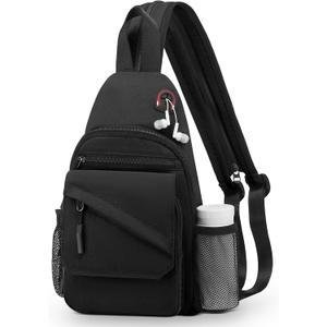 Crossbody Bag Casual Sling Bag for Men, Convertible Backpack, 3-in-1 Anti-Theft Shoulder Bag Trendy Daypack for Travel,Large, Black