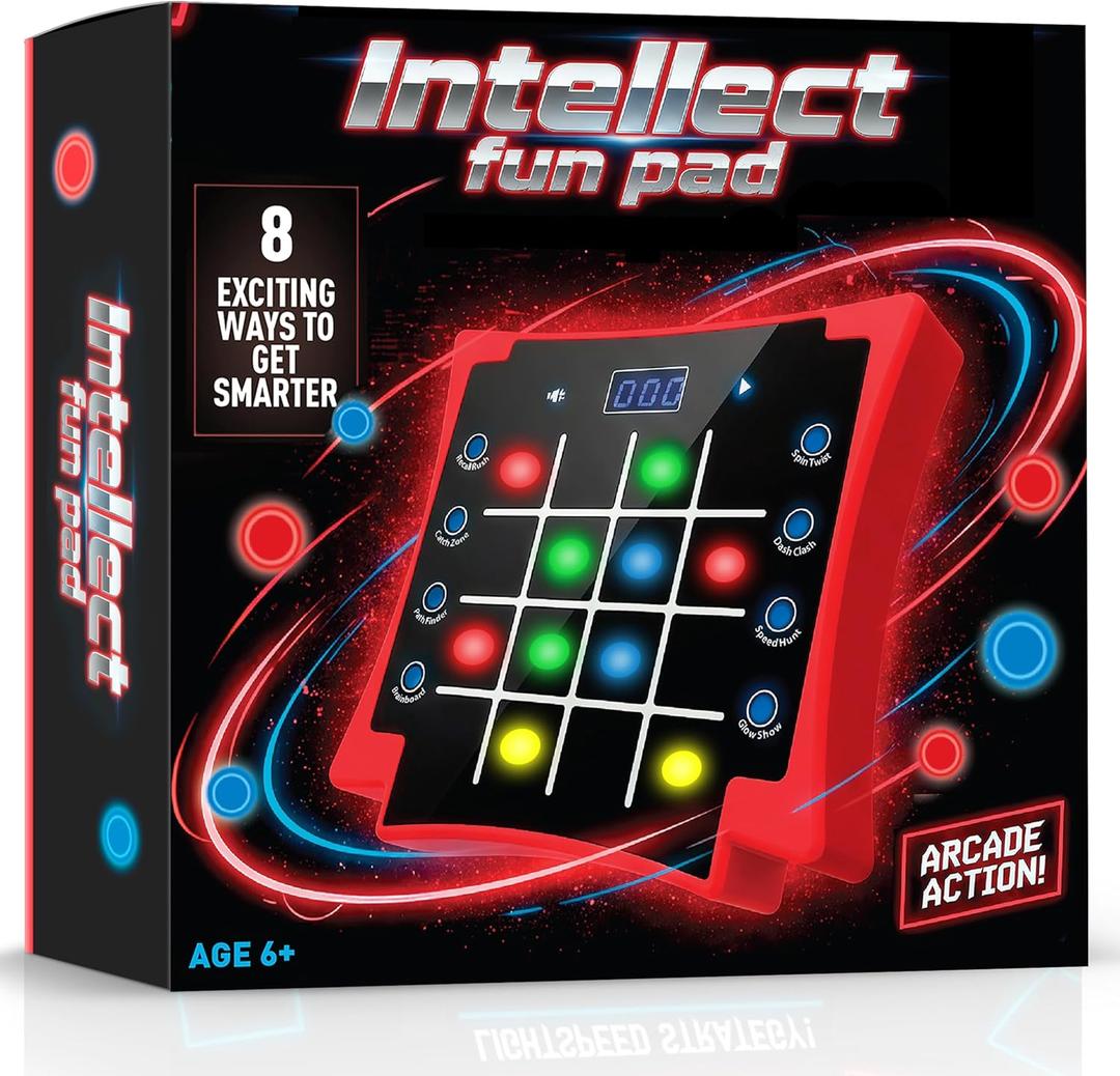 Electronic Light-Up Activity Pad for Kids Ages 6-12+ | 8-in-1 Handheld Game | Brain & Memory Games | Great Gift Ideas for Boys and Girls. Focus Training | Educational Travel Toy, Compact