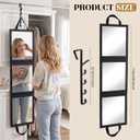 Novabright 3-Panel Over The Door Full Length Mirror, Foldable Hanging Acrylic Body/Makeup Mirror with Height Adjustable Hook for Bedroom Closet Bathroom, Dance Travel Camping (Black)