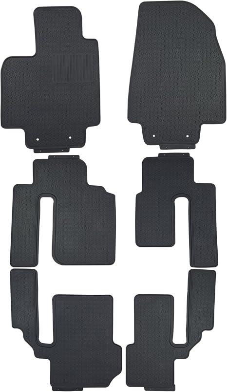 Custom-fit for 2008-2015 Mazda CX-9/ CX9 Floor Mats 3-Row All-Weather Rubber Floor Liners Heavy Duty Set (Black)