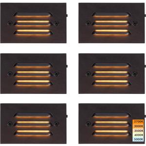 CLOUDY BAY 5CCT 12V 4W Low Voltage LED Step Light with Horizontal Louvered Faceplate for Steps Decks Stairs, Outdoor Stair Lights, Wet Locations,6 Pack, Oil Rubbed Bronze