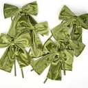 Drievana Moss Green Velvet Bows Christmas Tree Ornaments 8.5 inch Pre-Tied Olive Green Velvet Ribbon Bows for Christmas Tree, Gift Wrapping, Wreath, Garland, Crafts, Holiday Decor