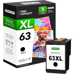 63XL Black Ink Cartridges for HP 63 63XL Ink Cartridge for Officejet 3830 4650 4655 Envy 4520 3634 Deskjet 3630 1111 Printer