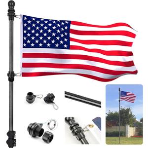 HIBLE Carbon Fiber Flag Pole for Outside, 1-1.25 Inch 12 Foot Telescoping Outdoor Flag Pole, High Wind Flag Pole for House Ground (No Bracket and Flag) (Black)