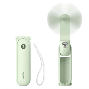 JISULIFE Handheld Mini Fan, 3 IN 1 USB Rechargeable Portable Fan [12-19 Working Hours] with Power Bank, Flashlight, Pocket Design for Travel/Summer/Concerts/Lash, Gifts for Women(Green) 