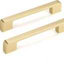 10 Pack 5 Inch Brushed Gold Cabinet Pulls Soild Zinc Alloy Gold Cabinet Handles - Brass Dresser Drawer Pulls for Kitchen Cabinet Hardware Zinc Alloy Handles (5 Inch(128 mm) Hole Centers)