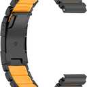 Titanium Silicone Strap For Huawei GT 6 Pro 46mm GT6 GT5 Band Wristband For Huawei Watch 5 4 3/Ultimate 2 Bracelet (Black,Orange)