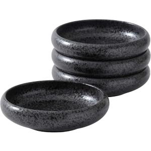 Uaral Japanese Plates Serving Dishes,Salad Bowl Set,Dessert Plate,Appetizer Plate Set of 4,5.5 inch(Black Speckled)